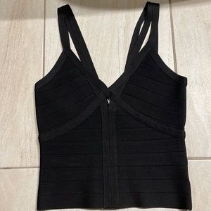Bebe Black Crop Top - Zipper Back